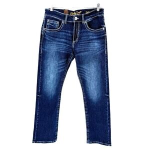 Rock 47 Wrangler Men's Victor Dark Wash Slim Straight Stretch Jeans 32X32 NEW